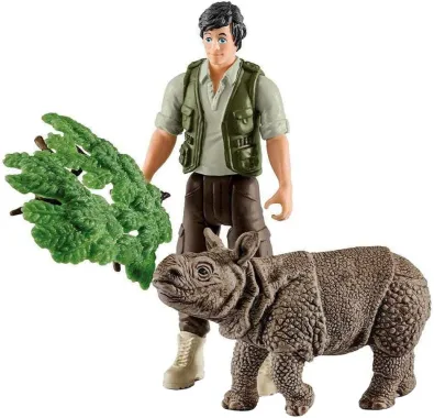Schleich Wild Life 42428 : Kit de Base avec Ranger et Rhinocéros