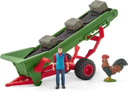 Schleich Farm World 42377 : Convoyeur à Foin avec Fermier