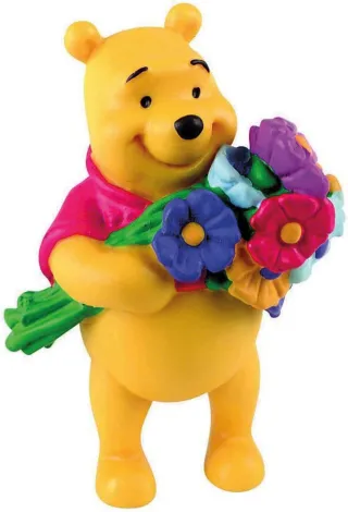 Winnie l&#039;Ourson avec un bouquet de fleurs