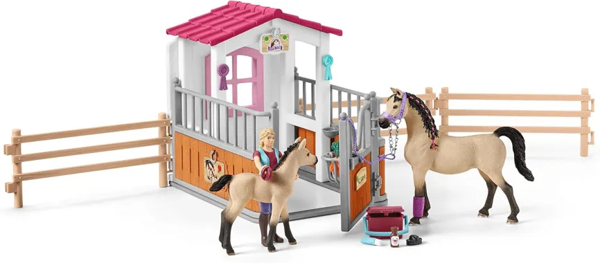 Schleich Horse Club 42369 : Box avec Chevaux Arabes et soigneuse de chevaux