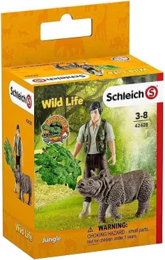 Schleich Wild Life 42428 : Kit de Base avec Ranger et Rhinocéros