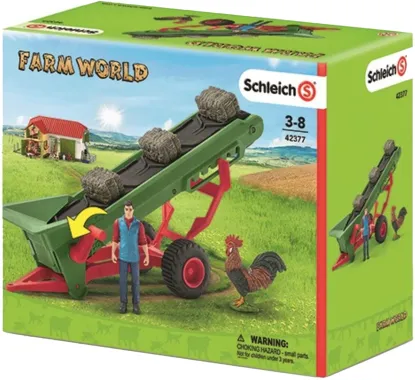Schleich Farm World 42377 : Convoyeur à Foin avec Fermier
