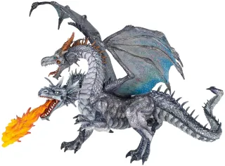 Dragon deux têtes argenté