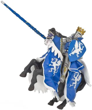 Papo Fantastique et Médiéval 39389 : Cheval du roi au dragon bleu