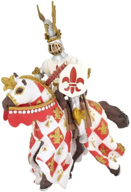 Papo Fantastique et Médiéval 39789 : Cheval blanc fleur de lys