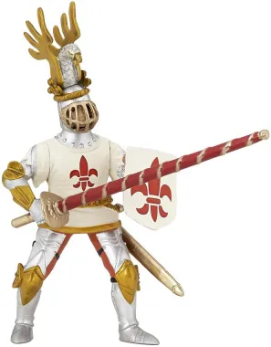 Papo Fantastique et Médiéval 39790 : Chevalier blanc fleur de lys