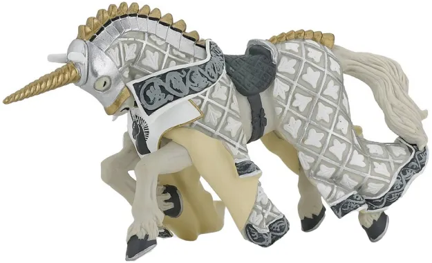 Papo Fantastique et Médiéval 39916 : Cheval du Maître des armes cimier licorne