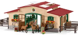 Écurie avec chevaux et accessoires