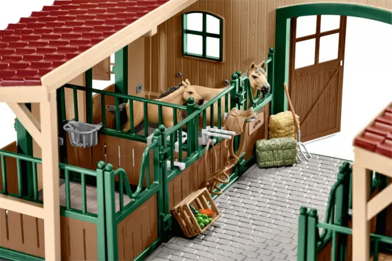 Schleich Farm World 42195 : Écurie avec chevaux et accessoires