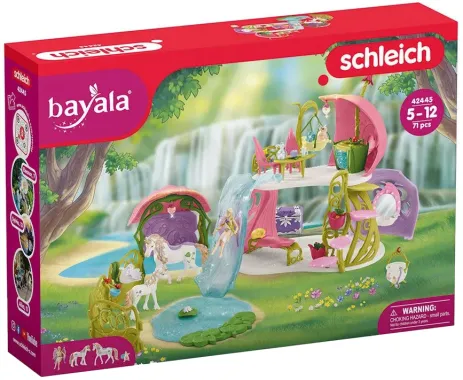 Schleich Bayala 42445 : Maison-fleur pailletée avec licornes, lac et écurie