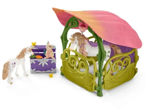 Schleich Bayala 42445 : Maison-fleur pailletée avec licornes, lac et écurie