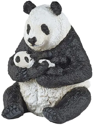 Panda assis et son bébé