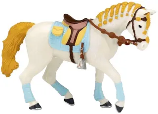 Cheval de la cavalière fashion bleue