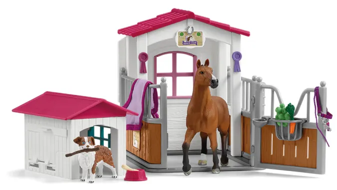 Schleich Horse Club 72218 : Box avec Jument Hanovrien et Berger Australien