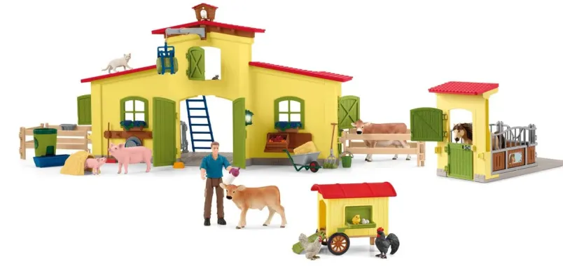 Schleich Farm World 72224 : Ferme avec poulailler et box pour chevaux