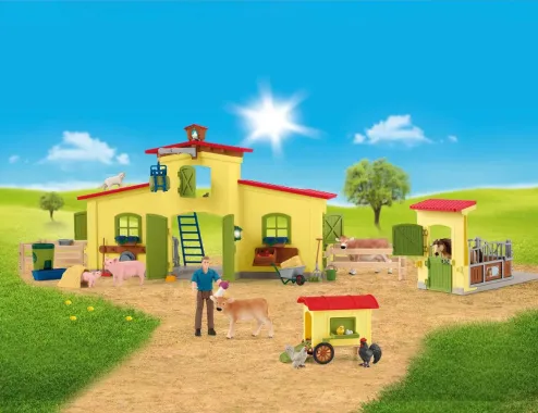 Schleich Farm World 72224 : Ferme avec poulailler et box pour chevaux