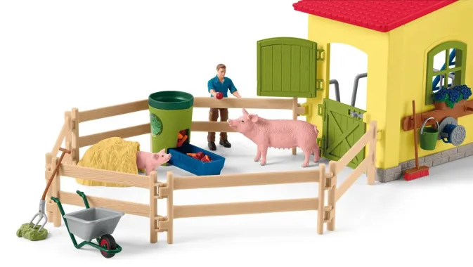 Schleich Farm World 72224 : Ferme avec poulailler et box pour chevaux