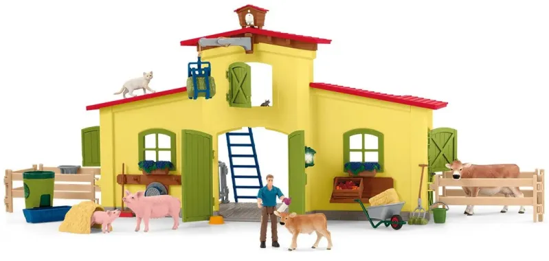 Schleich Farm World 72224 : Ferme avec poulailler et box pour chevaux