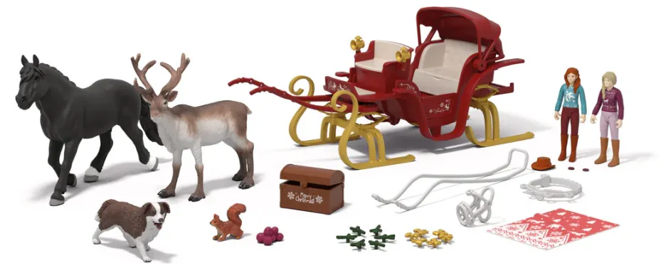 Schleich Horse Club 99179 : Grand Calendrier de l&#039;Avent Horse Club 2025 - Balade en traîneau de Noël